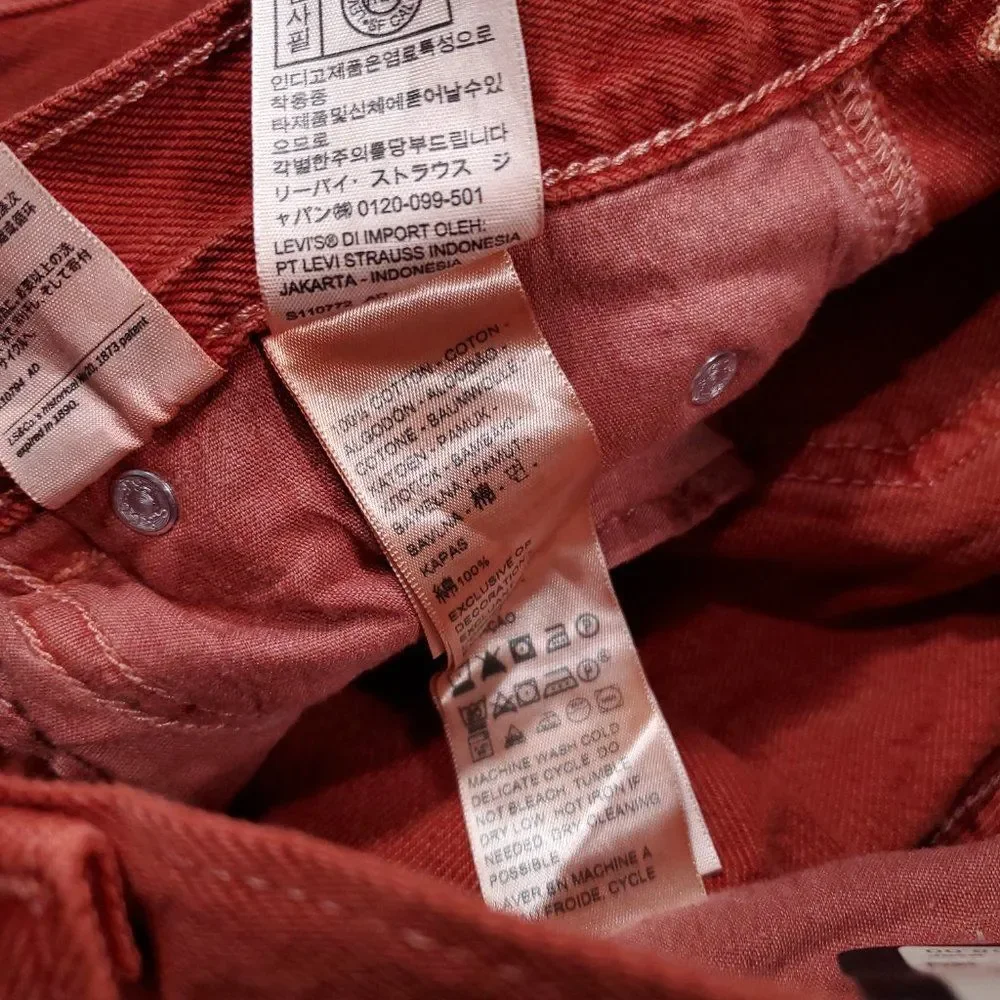 Levi’s Premium Dad Utility Jeans Baggy Loose Relaxed Straight Leg Red 28 x 30 - Picture 9 of 13